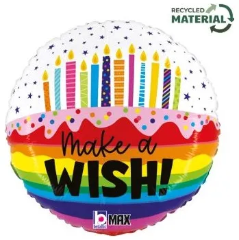 Balónek Kruh - Make a Wish! dort 18"/46cm fóliový balónek nafukovací