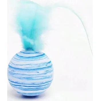 Hračka pro kočku Hračka pro kočky Kulička s peřím Interaktivní míček s peříčky pro kočky Stimulace loveckých instinktů Bezpečný materiál modrá