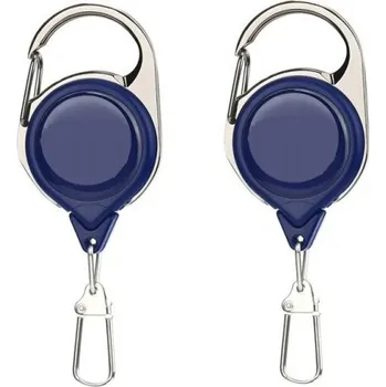 Karabina s navíjecí šňůrou pro rybáře 10 x 4 cm 70 cm 2 ks Praktická sada navíjecích klíčenek Rybářský držák na kleště, nůžky a háčky Bezpečné uchycení rybářského náčiní modrá