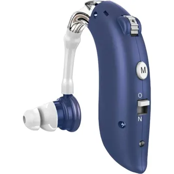 Digitální naslouchátko pro seniory Přenosný zesilovač zvuku Bezdrátové naslouchátko s obalem a náhradními špunty Kompaktní 5 x 1,5 x 1 cm tmavě modrá