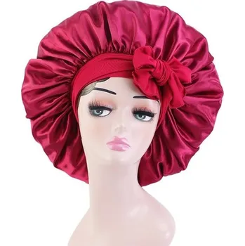 Sprchovací čepice Dámská saténová noční čepice červená