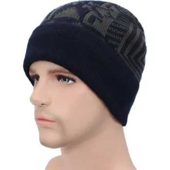 Čepice Pánská zimní čepice se vzorem J2099 tmavě modrá