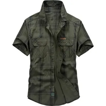Pánská košile Pánská košile s krátkým rukávem F630 armádní zelená XS