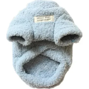 Obleček pro psa Hřejivý zimní obleček pro malé psy Zateplená plyšová bunda pro psy Měkká fleecová bunda pro štěňata Oblečení pro psy 5,5 - 7 kg modrá
