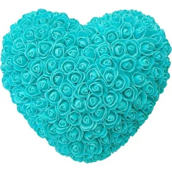Srdíčko z umělých růží 18 cm Ručně vyráběná květinová dekorace Romantický dárek Valentýn Výročí Luxusní květinová ozdoba Elegantní interiérová výzdoba zelená