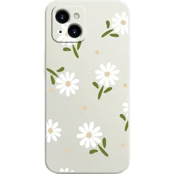 Pouzdro na mobilní telefon Silikonový kryt s motivem bílých květin na Samsung Galaxy A34, béžová