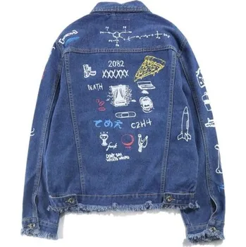 Pánská větrovka Pánská džínová bunda s potisky modrá L