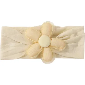 Čepice Elastická čelenka pro novorozené s květinou Měkká dětská čelenka do vlasů Stylový doplněk pro miminka Pohodlná a elastická Novorozenecká čelenka žlutá