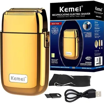 Holicí strojek Celokovový elektrický holicí strojek na vlasy pro muže Pánský dobíjecí strojek na holení hlavy Zlatý rotační holicí strojek na hlavu 11,5 x 6,8 cm