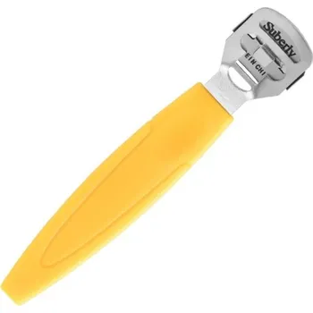 Škrabka na paty z nerezové oceli Nástroj na pedikúru Odstraňovač odumřelé kůže na nohou 14 x 2,9 cm žlutá