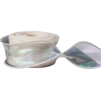 Balící papír Reflexní duhová stuha s vlnitým okrajem 4 cm x 9 m Lesklá dekorační stuha na dárky Ozdobná stuha na balení Vánoční výzdoba Ruční tvoření béžova