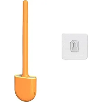 Silikonová nástěnná štětka na WC oranžová