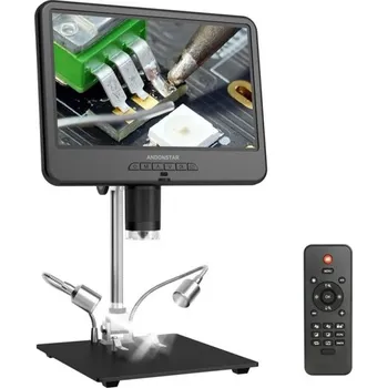 Mikroskop Digitální mikroskop s 10,1" LCD displejem 260X zvětšení 2Mpx HD snímač 2 LED světla Fotografie a videozáznam Dálkové ovládání