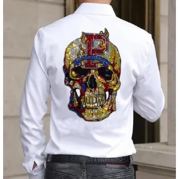 Pánská košile s lebkou bílá M 2