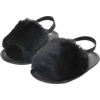 Dívčí pantofle Dívčí pantofle s kožešinou černá 9-12 měsíců