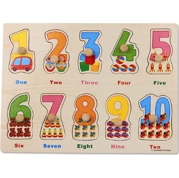 Dřevěná hračka Dřevěné vkládací puzzle pro děti s číslicemi