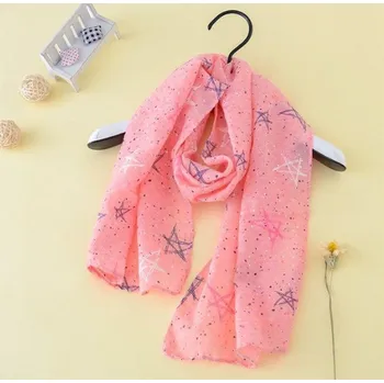 Šála Dívčí jarní/podzimní šála s potiskem J884 růžová
