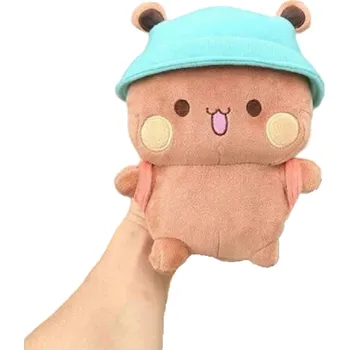 plyšák Roztomilá plyšová hračka hnědý medvěd 20 cm Vycpaná hračka medvěda s batohem a kloboukem Měkký plyšák hnědý medvěd průzkumník