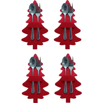 Vánoce Vánoční pouzdro na příbory - strom 4 ks&nbsp;V129 červená