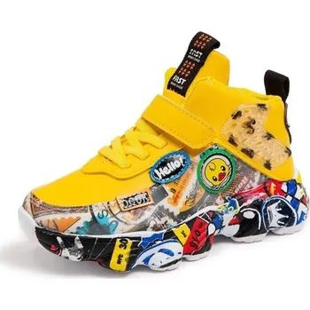Chlapecká obuv Dětské sportovní tenisky Chlapecké tenisky Graffiti vzor Neformální chlapecké boty žlutá 28