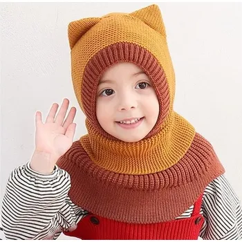 Šála Dětská zimní kukla pletená A209 tmavě žlutá