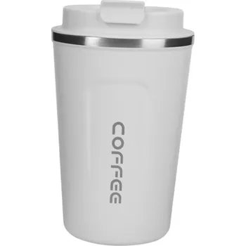Termohrnek Termohrnek 380 ml nerezový Dvoustěnná vakuová izolace Cestovní hrnek na kávu a čaj Nepropustný termohrnek s víčkem Lehký a odolný design Udrží teplotu nápoje bílá