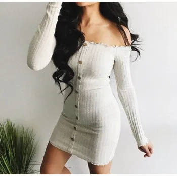 Dámské šaty Mini šaty se spadlými rameny krémová S