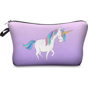 Kosmetická taška Fialová kosmetická taštička s potiskem jednorožce