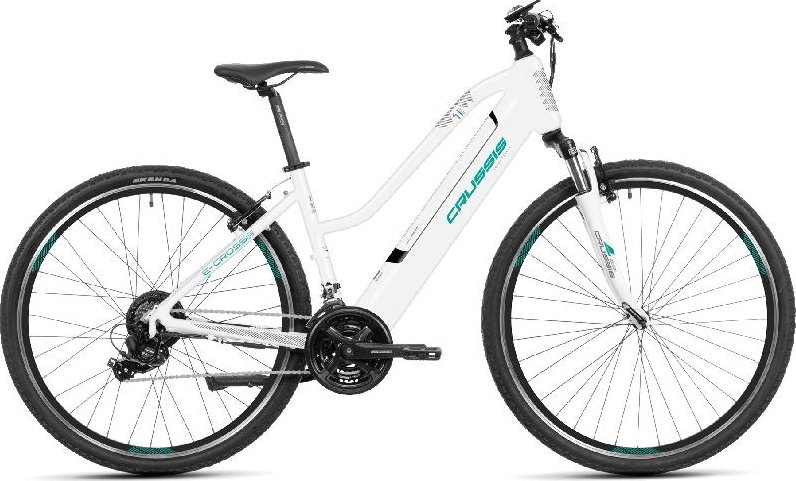 Elektrokolo CRUSSIS e-Cross low 1.9-(612 Wh) 17Ah 28" BÍLÁ TYRKYSOVÁ 2025 rám 17" + DOPRAVA ZDARMA