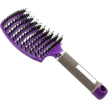 hřeben Dámský hřeben na vlasy s kančími štětinami Kartáč na rozčesání vlasů Jemný hřeben na vlasy 25 x 7,5 x 5 cm Kadeřnické potřeby fialová