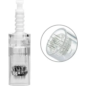 Jehlové nástavce do dermapera v ochranném pouzdru 10 ks Vyměnitelné 12 jehlové hlavice do mikrojehličkového pera Náplně do nástroje pro mezoterapii Kompatibilní s většinou dermaper