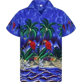 Pánská košile s palmami F553 tmavě modrá XL