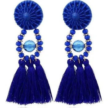 Náušnice Korálkové náušnice s třásněmi J3206 modrá