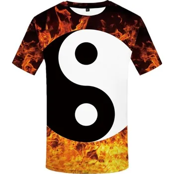 Pánské tričko s revolučním 3D potiskem - Oheň XXS