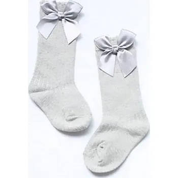 Dívčí oblečení Dívčí vysoké ponožky s mašlí J891 šedá 2-4 roky