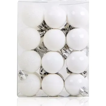 Vánoční dekorace Vánoční koule 24 ks bílá