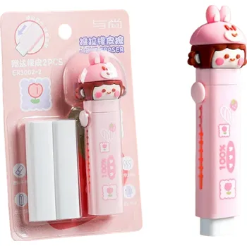 Pryž Vysouvací guma ve tvaru roztomilých postaviček Dětská guma na gumování tužky s vysouvacím mechanismem pro dívky i chlapce Mazací pryž s vytahováním pro děti Gumovací pryž s motivem zvířátek 10,5 x 2 cm růžová