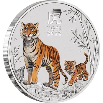 Perth Mint Australian Lunar Series III stříbrná mince 1oz 2022 Year of the Tiger barvená