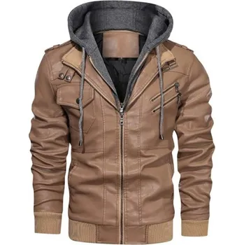 Pánská větrovka Pánská kožená bunda béžova XL 1