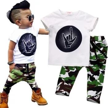 Chlapecký set - tričko a kalhoty s armádním vzorem 9-12 měsíců