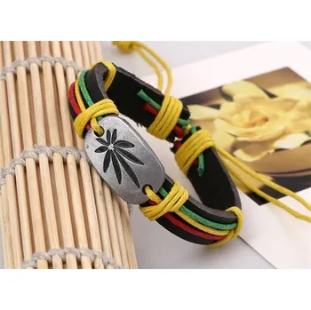 Náramek Populární jamajský náramek z pravé kůže