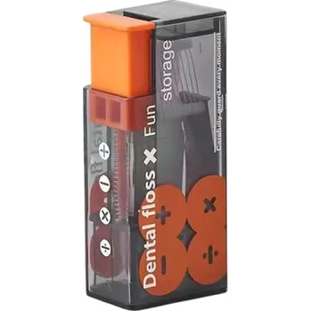 Dentální hygiena Doplňovatelný cestovní zásobník na zubní nitě 10 ks Praktický dávkovač Dentální hygiena Kompaktní pouzdro 85 × 36 × 25 mm oranžová