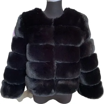 Dámská bunda z umělé kožešiny černá XXL