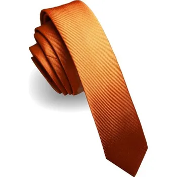 Kravata Hedvábná jednobarevná kravata 150 x 4 cm Elegantní pánská kravata z kvalitního hedvábí Úzký design Stylový doplněk na svatby, večírky a formální akce oranžová