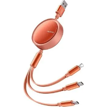 Datový kabel Navíjecí USB kabel 3v1 K671 oranžová