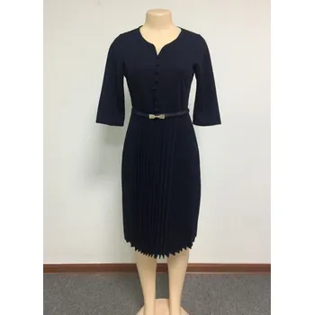 Dámské šaty Jednobarevné šaty se skládanou sukní tmavě modrá S