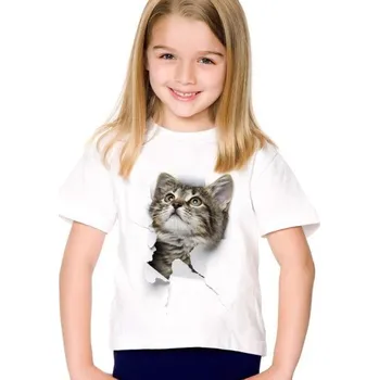 Dívčí tričko Dívčí 3D tričko s kočkou J605 6 D