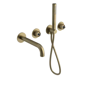 ULTRAMIX tělo podomítkové vanové baterie s hubicí a ruční sprchou, 2 výstupy, zlato mat