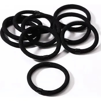 Gumičky do vlasů s korálkem - 9 ks černá