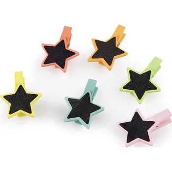 Vánoční dekorace Dřevěné kolíčky s tabulkou - hvězda, srdce, květ - 1 mix hvězda